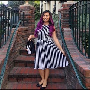 Black and White Striped Swing Dress